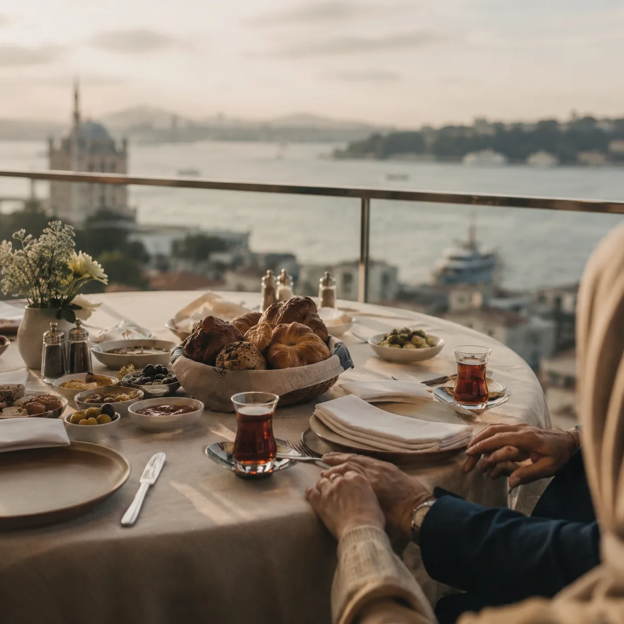 Breakfast overlooking the Bosphorus